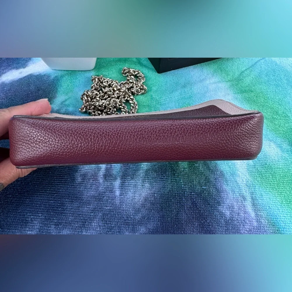 Kate Spade Burgundy and Cream Crossbody Bag‎ With Chain Strap